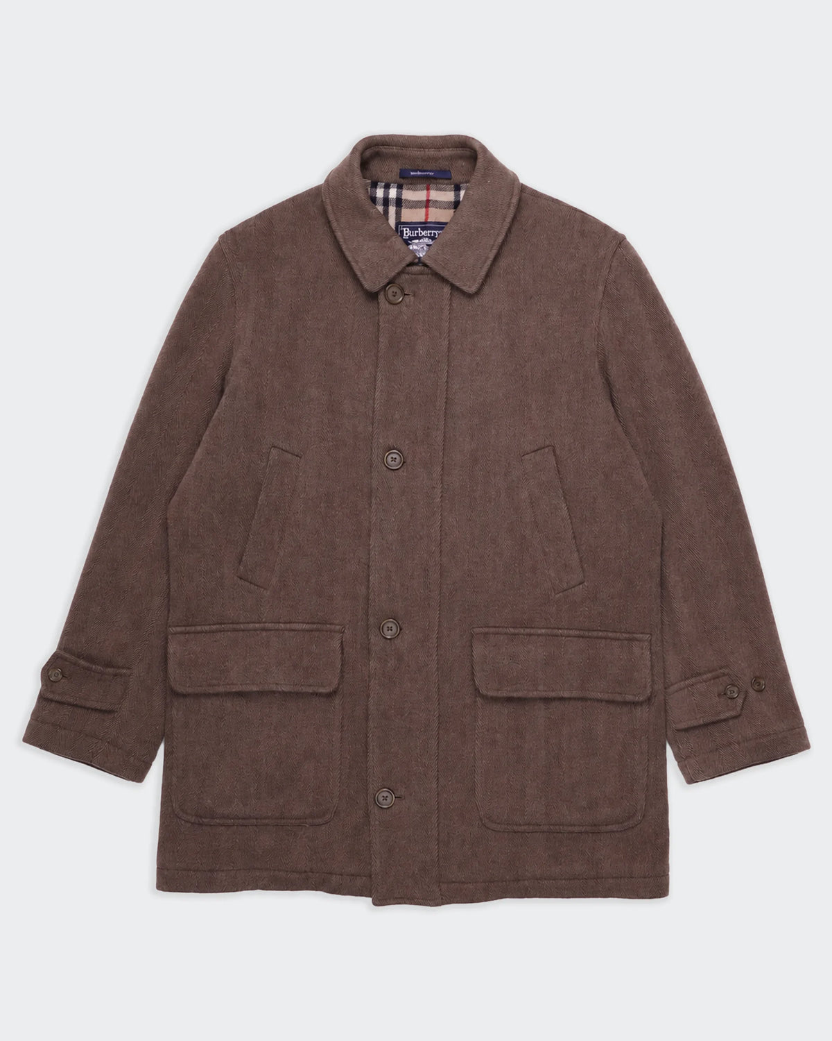 Burberry Braun Woll Car Coat - XL