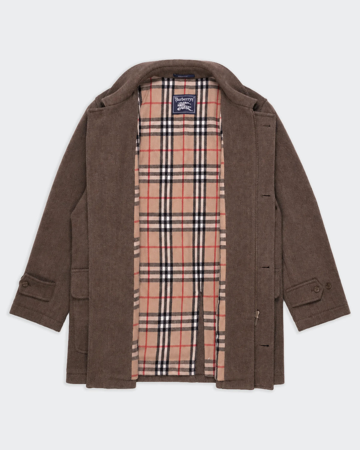 Burberry Braun Woll Car Coat - XL
