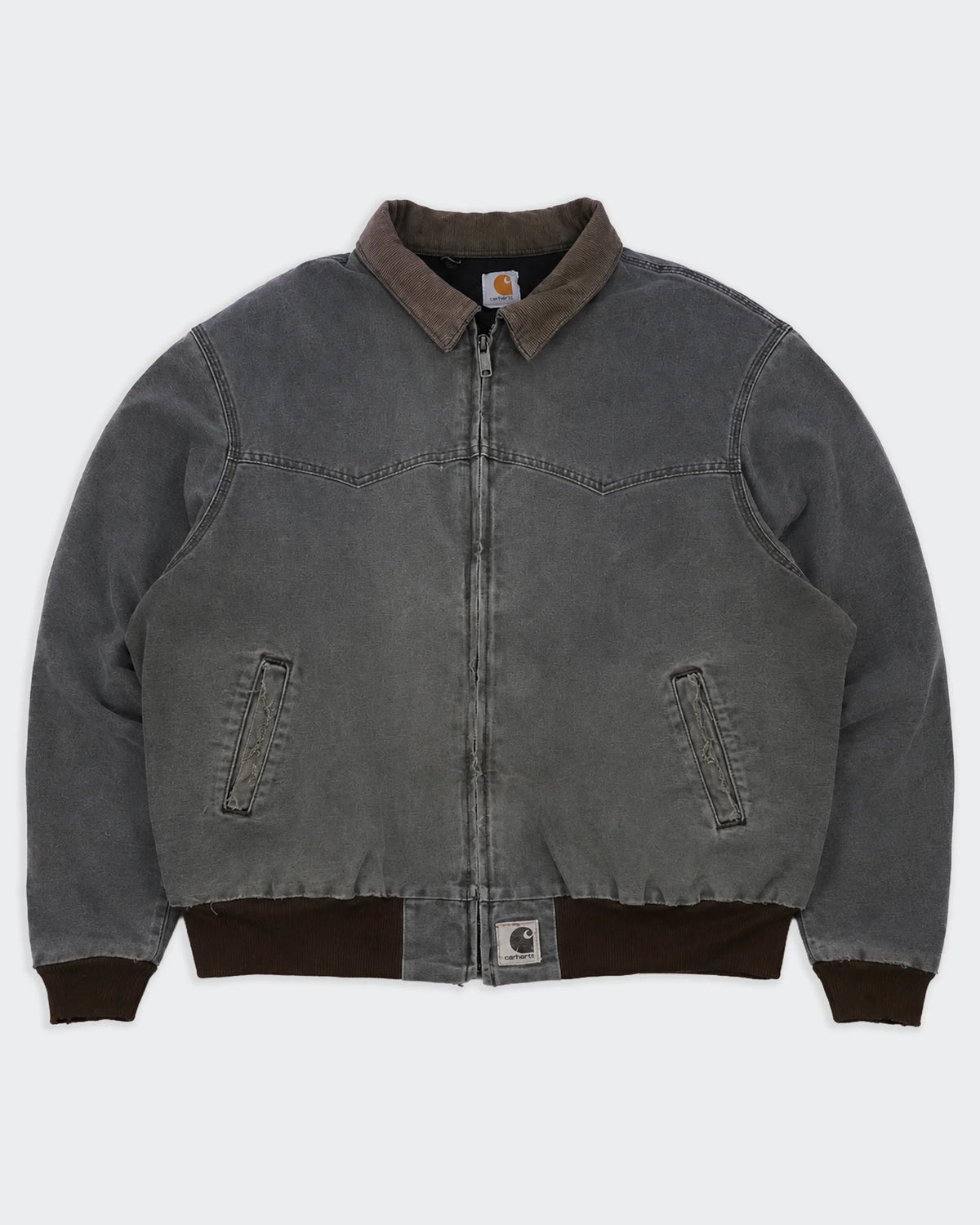 Carhartt Santa Fe Bomber Jacket in Tela Vintage Grigia - XL