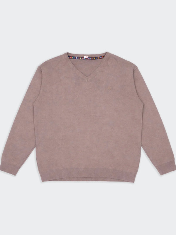Burberry Pull Col V Marron - XL