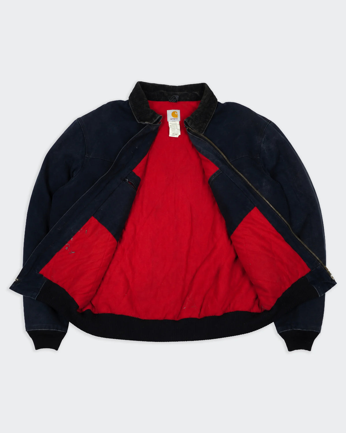 Carhartt Santa Fe Bomber Jacket in Tela Vintage Blu Navy - XL