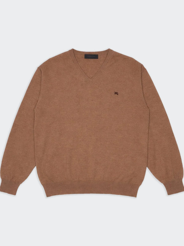 Burberry Brown V-Neck Jumper - XL