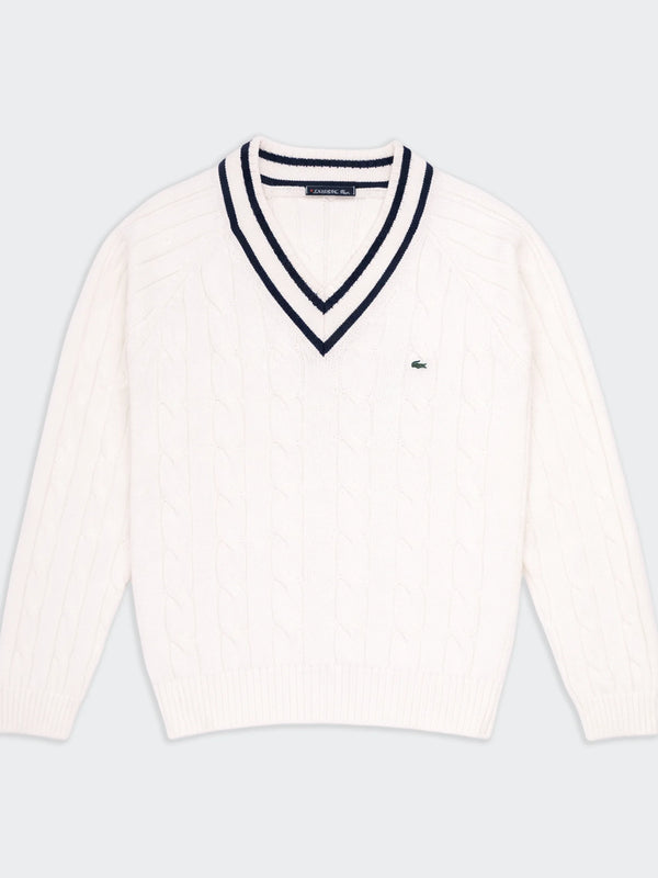 Lacoste White V-neck Jumper -