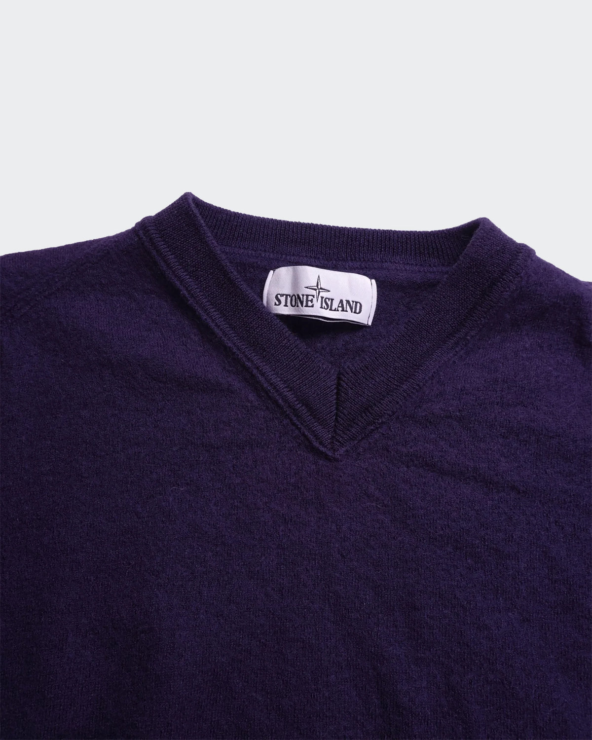 Stone Island Pull Col V Laine Bleu Marine - S