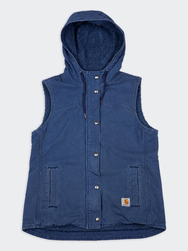Carhartt Blue Vintage Canvas Hooded Vest - S