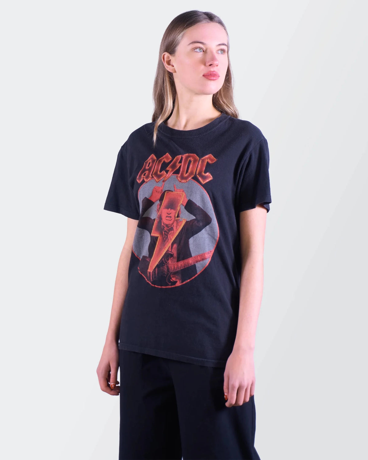 ACDC Black Cotton Graphic T-shirt - S