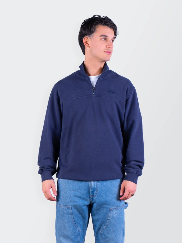 Adidas Navy Cotton Quarter - zip Sweater - L
