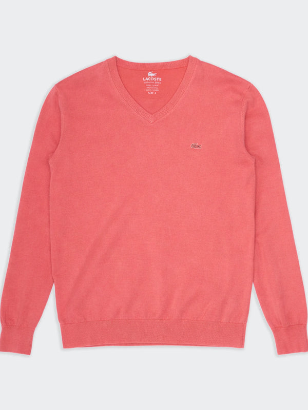 Lacoste Pink V-neck Jumper -