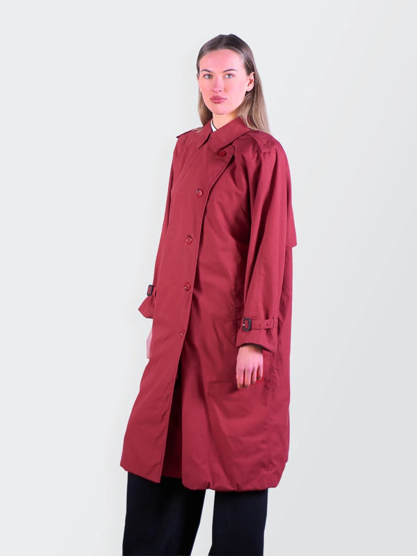 Burberry 1980's Red Cotton Single - breasted Trenchcoat - S