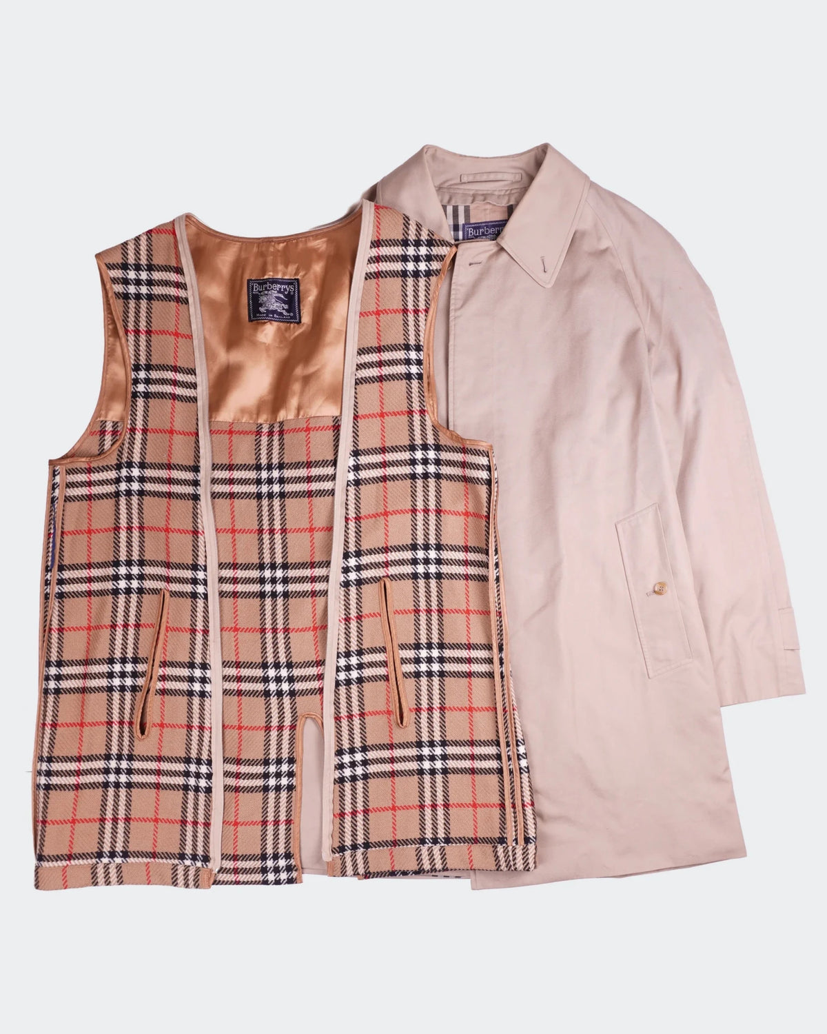 Burberry 1990's Beige Cotton Car Coat - L