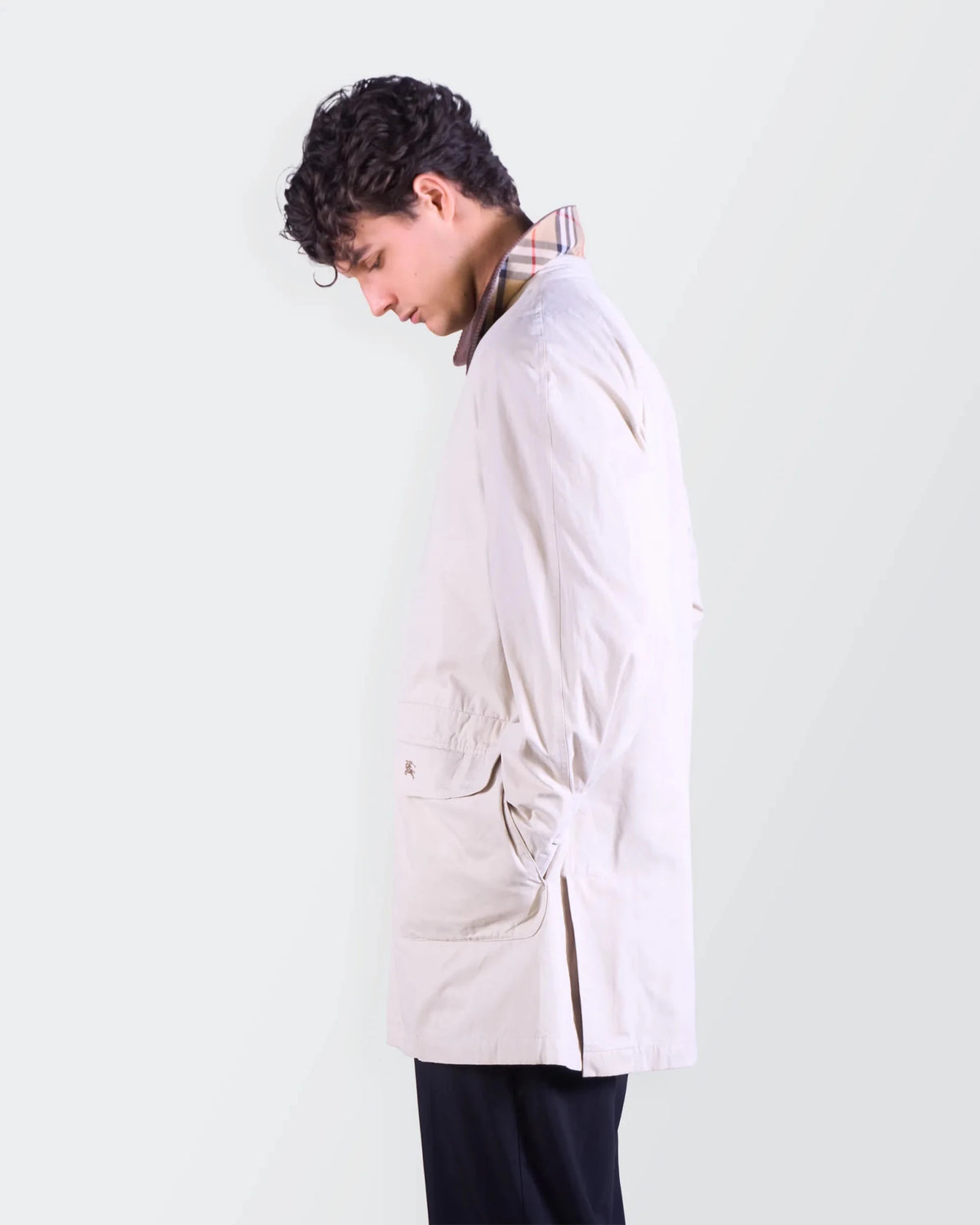 Burberry 1990's Beige Cotton Raincoat - L