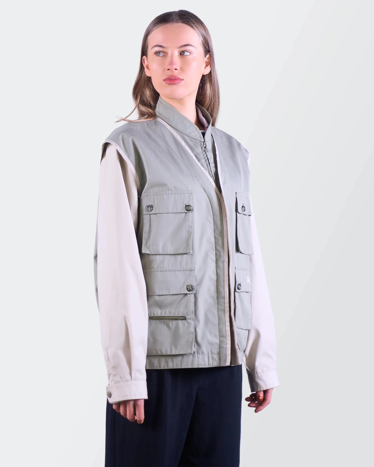 Burberry 1990's Beige Nylon Utility Vest - M