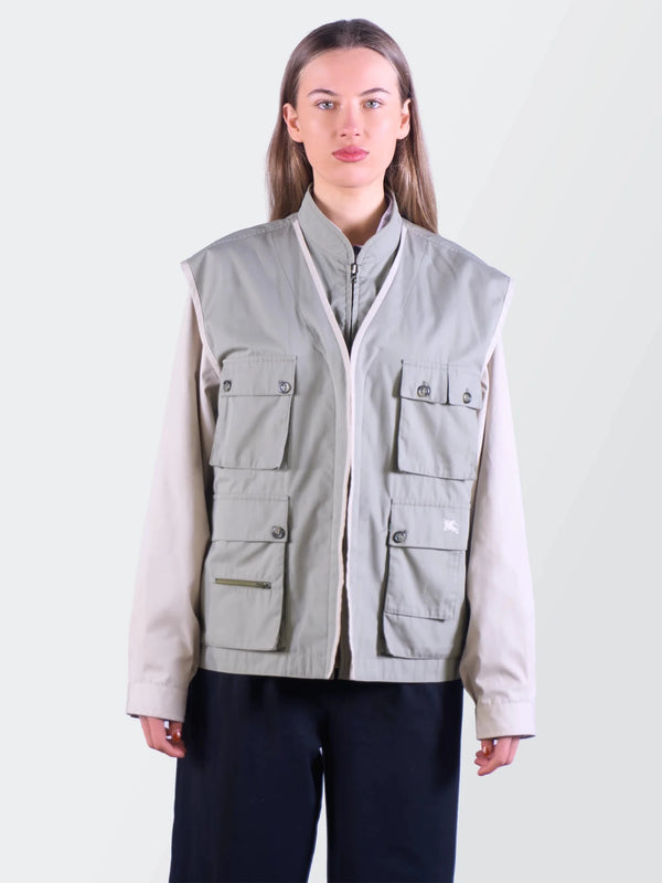 Burberry 1990's Beige Nylon Utility Vest - M