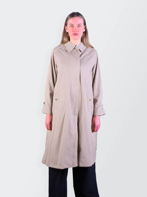 Burberry 1990's Beige Wool Raincoat - S