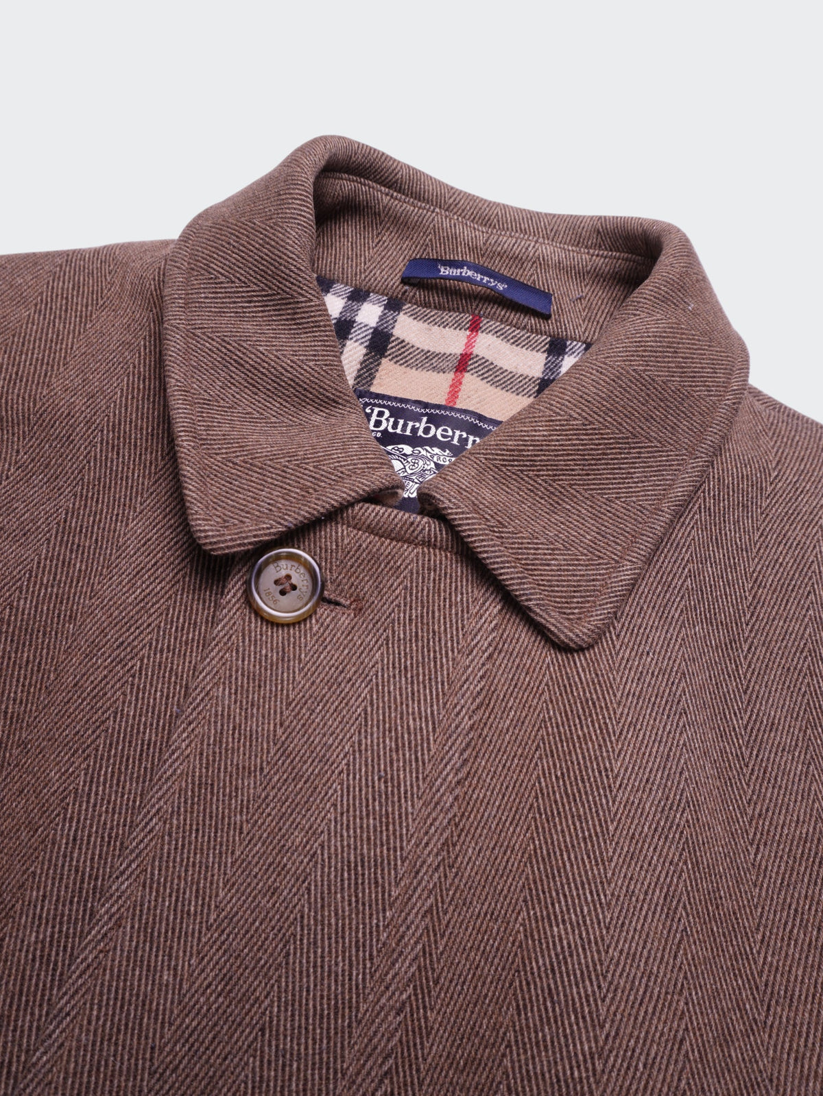 Burberry 1990's Brown Wool Car Coat - XL