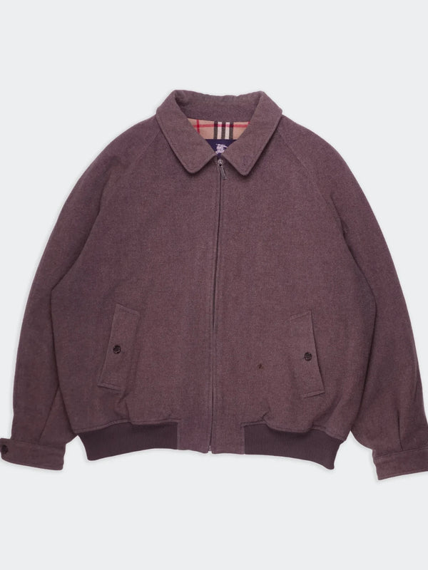 Burberry 1990's Grey Wool Harrington Jacket - XL