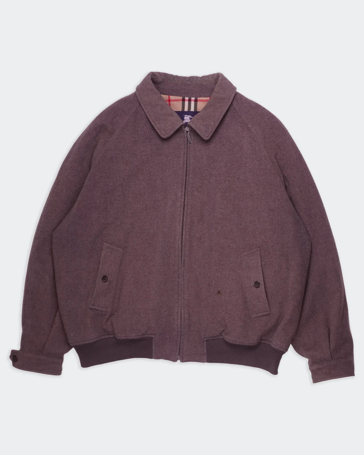 Burberry 1990's Grey Wool Harrington Jacket - XL