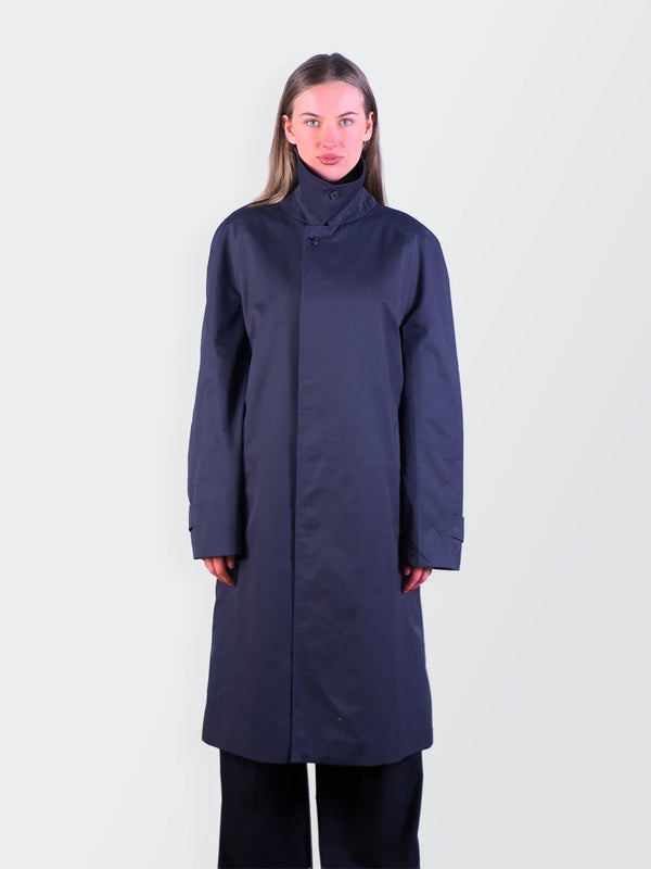 Burberry 1990's Navy Cotton Overcoat - M