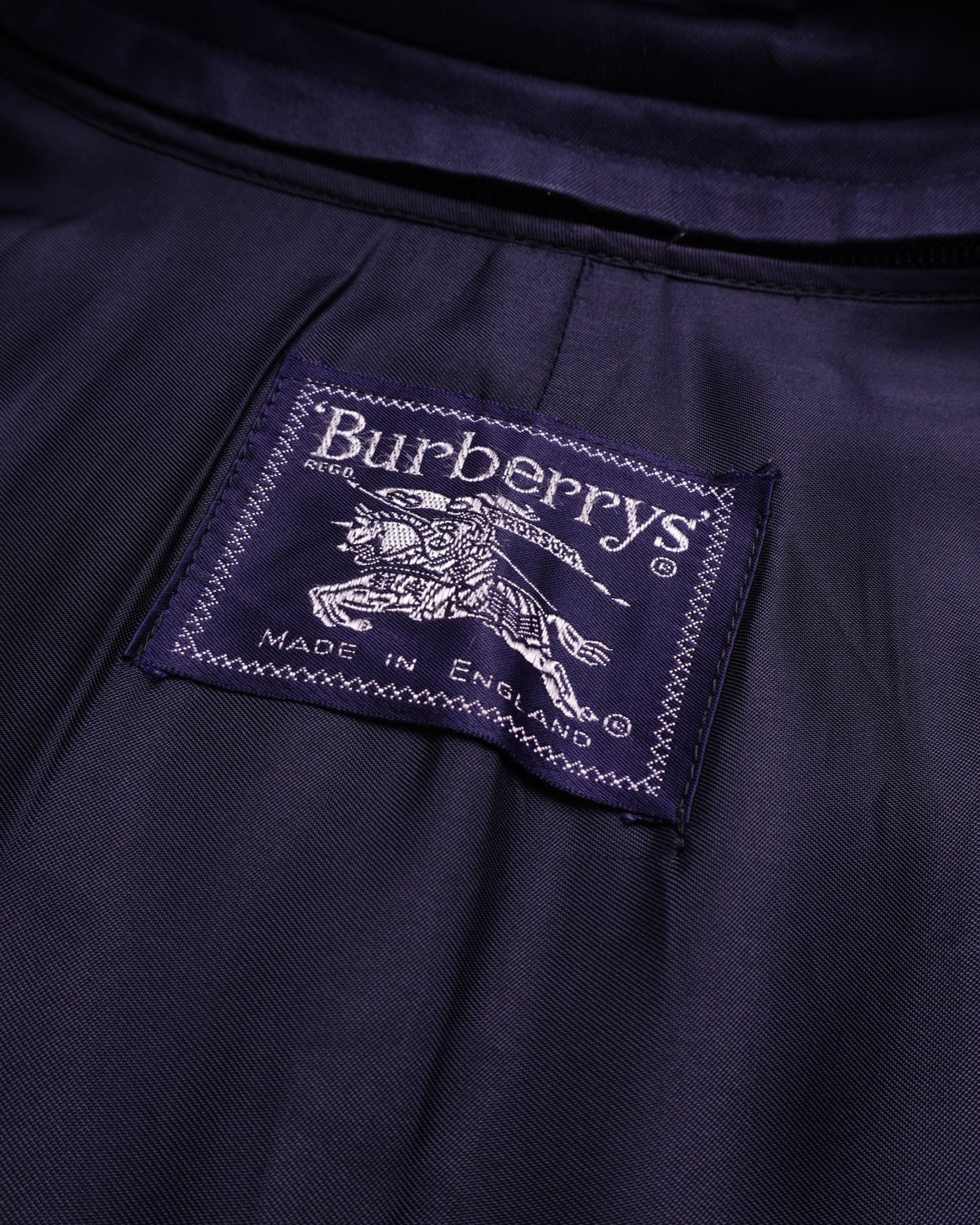 Burberry 1990's Navy Wool Trenchcoat - M