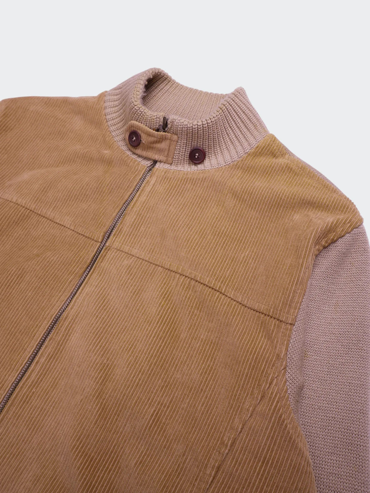 Burberry 2000's Beige Corduroy, Wool Zip Cardigan - S