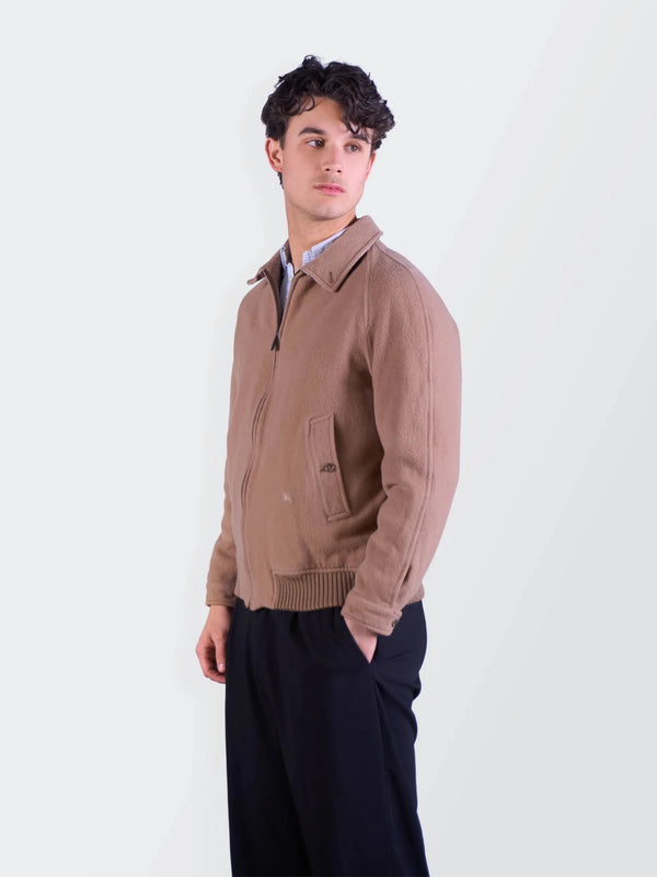Burberry 2000's Brown Wool Bomber Jacket - S