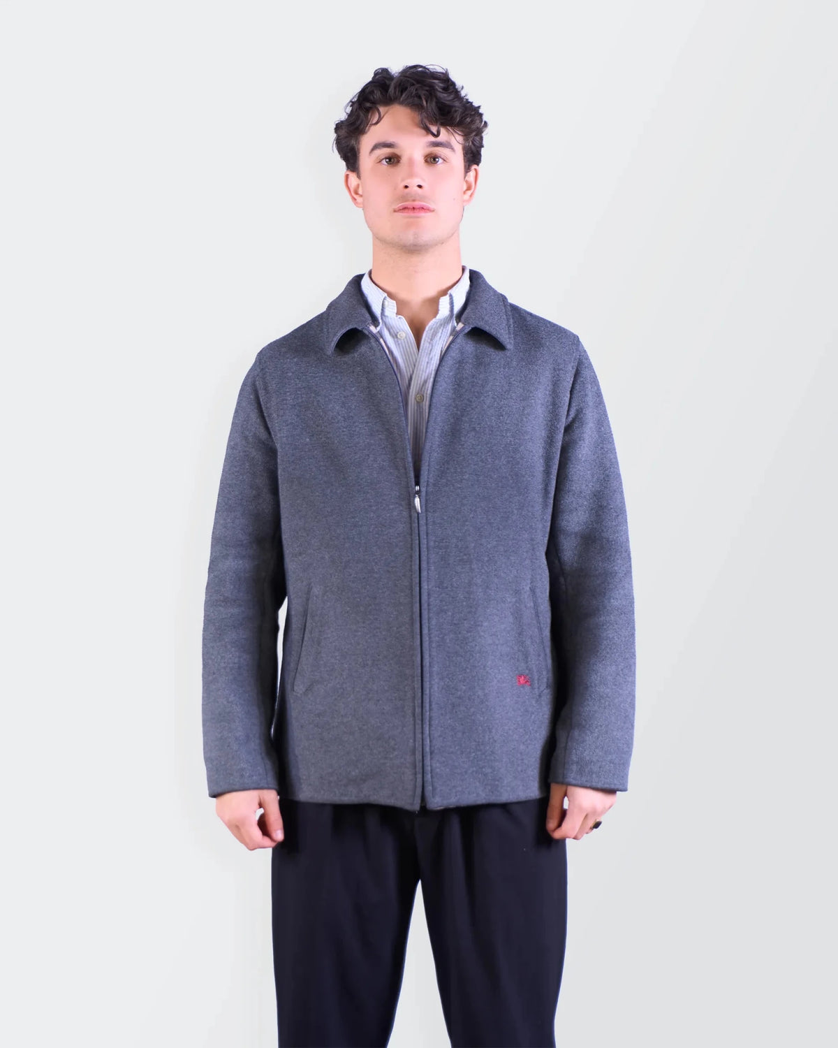 Burberry 2000's Grey Wool Coat - M