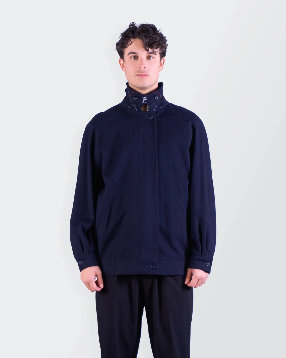 Burberry Navy Wool Harrington Jacket - M