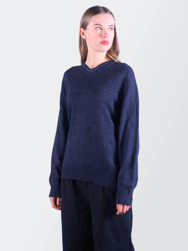 Burberry Navy Wool V - neck Sweater - M