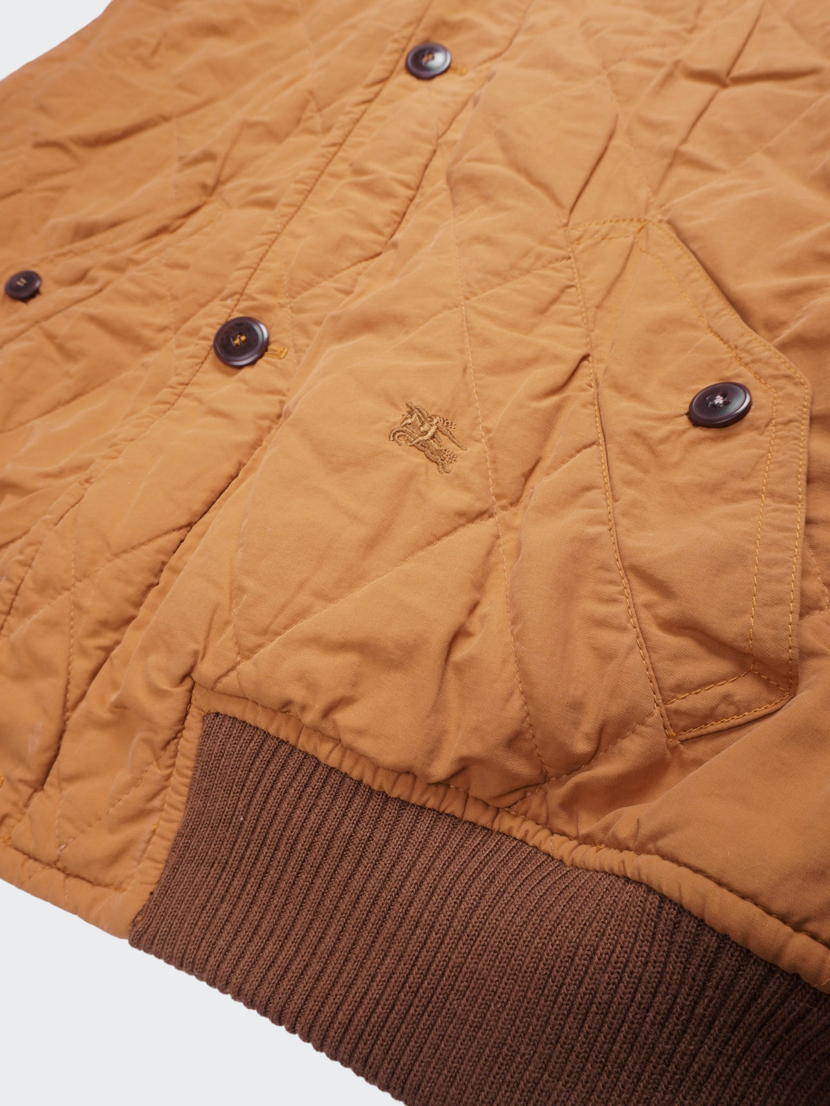 Burberry Orange 1990's Quilted Bomber Jacket - L