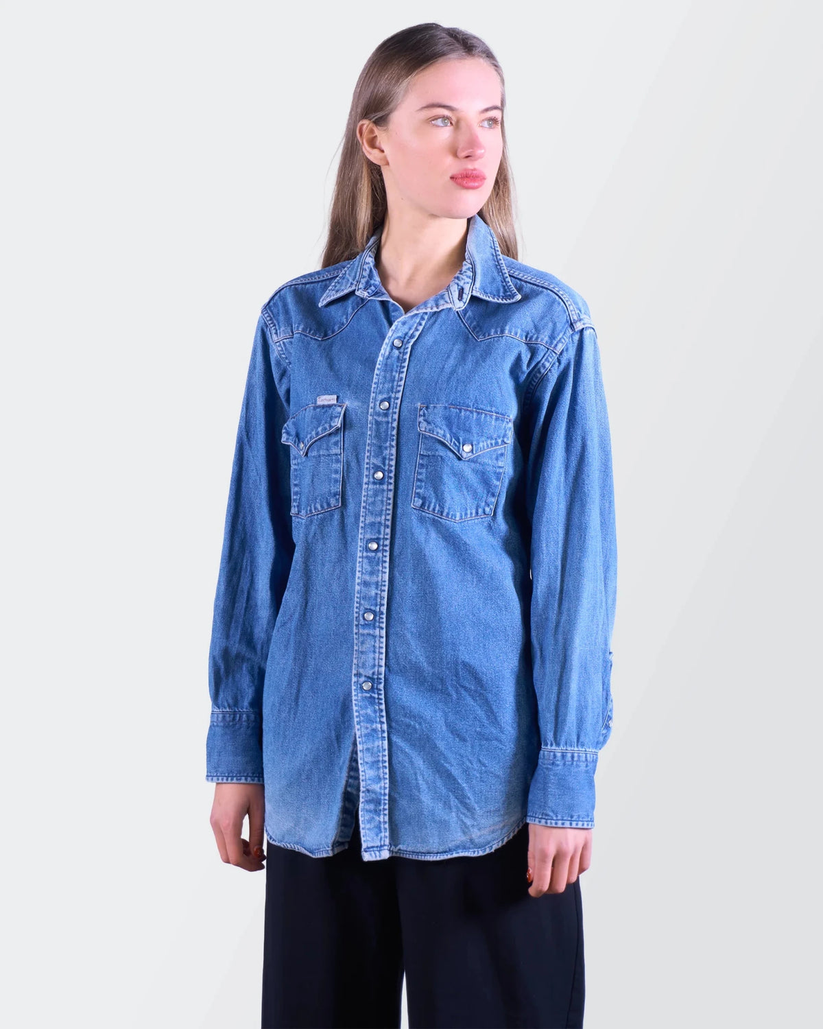 Carhartt Blue Denim Button - Up Shirt - S
