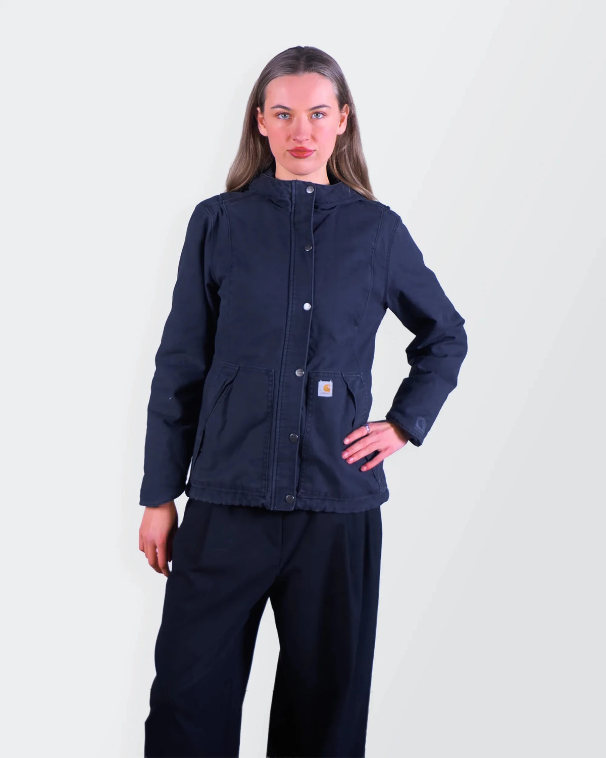 Carhartt Navy Hooded Canvas Jacket S