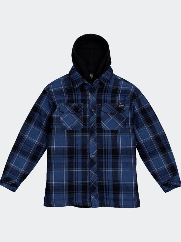 Dickies Blue Hooded Shirt Jacket L Cotton