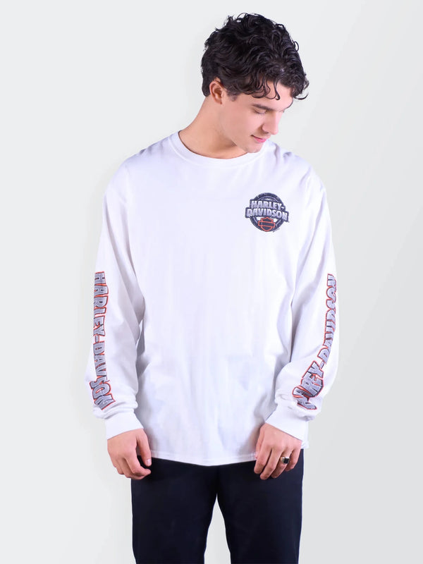 Harley - davidson White Long - Sleeve T-Shirt L