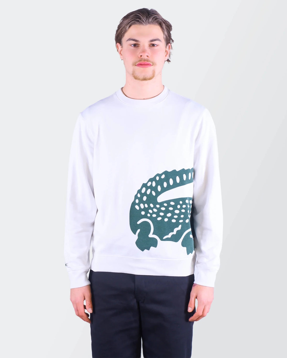 Lacoste White Cotton Crewneck Sweater - M