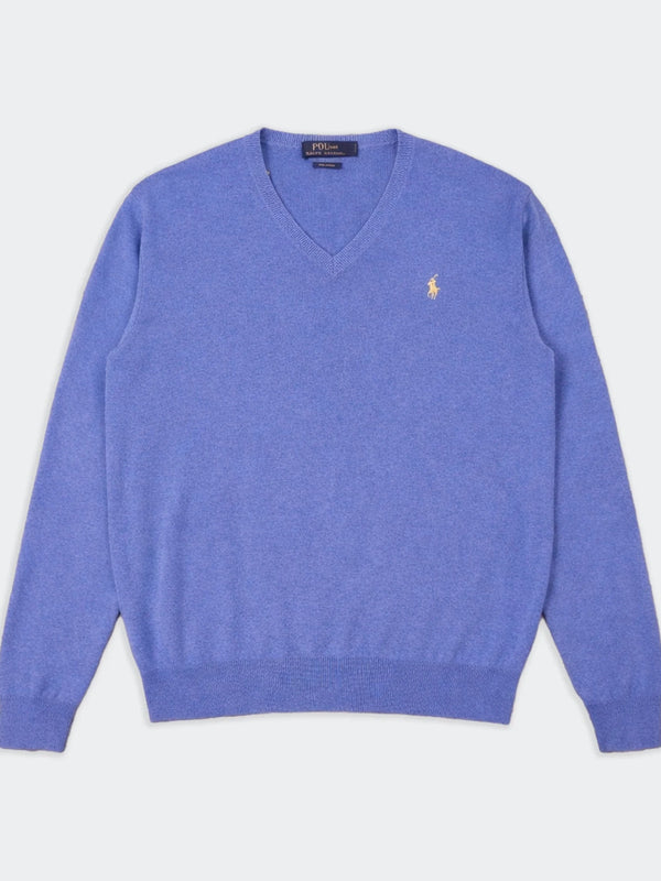 Ralph Lauren Blue Cotton V - neck Sweater - S