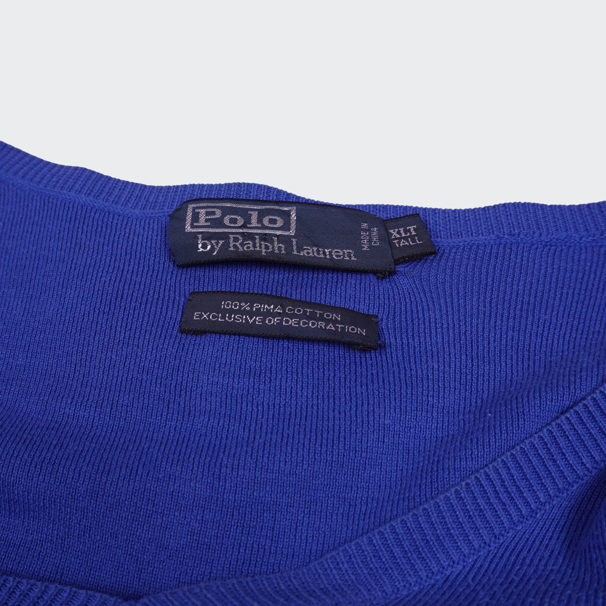 Ralph Lauren Blue Cotton V - neck Sweater - XL