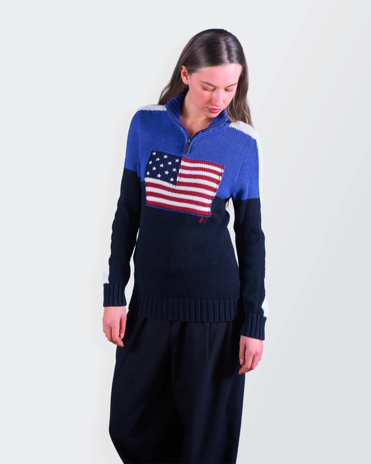 Ralph Lauren Blue Quarter - zip Sweater - S