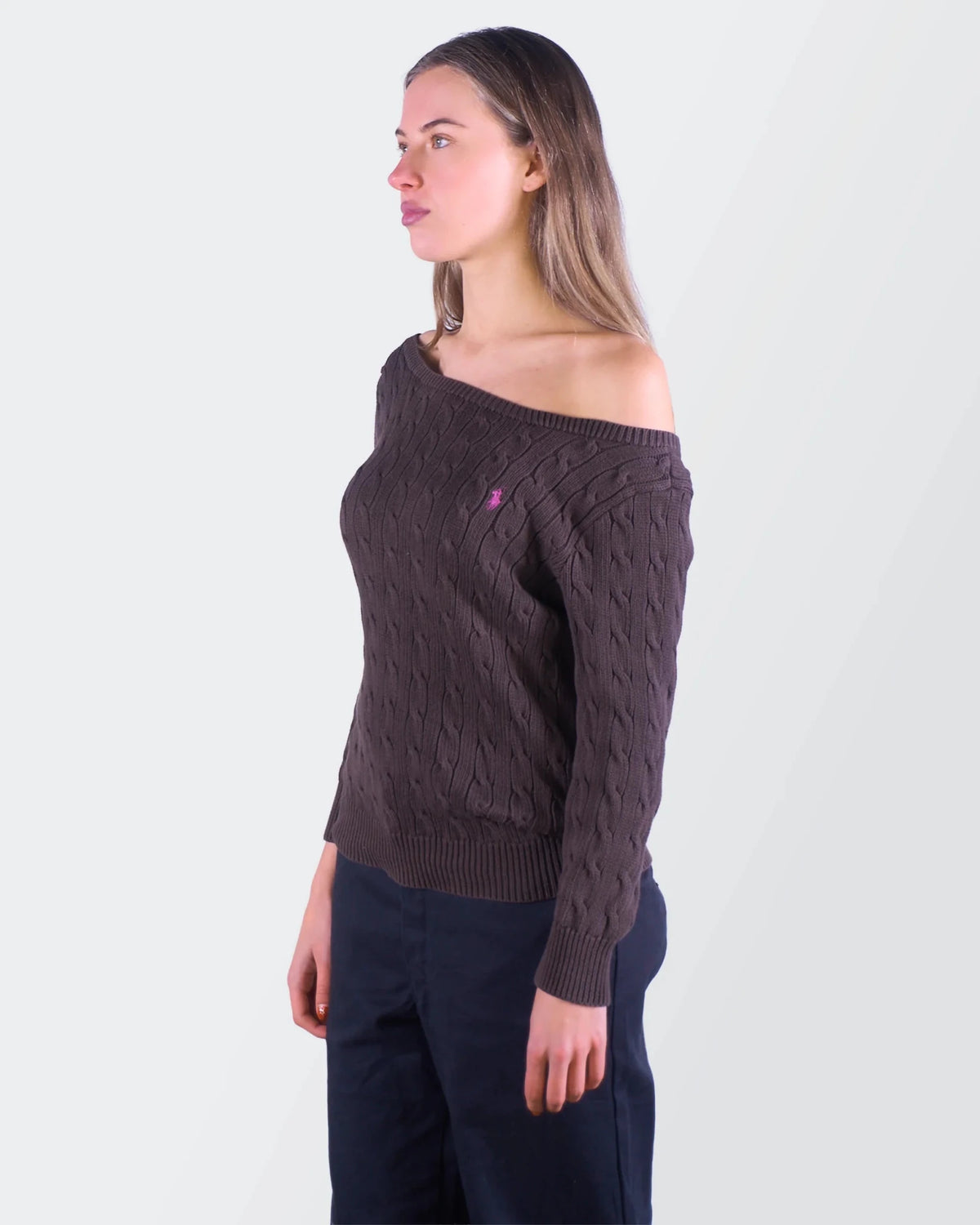 Ralph Lauren Brown Cable Knit S Cotton