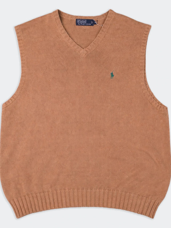 Ralph Lauren Brown Cotton Knit Vest - XL