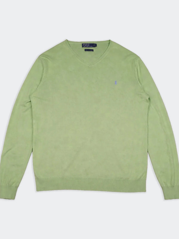 Ralph Lauren Green Cotton V - neck Sweater - L