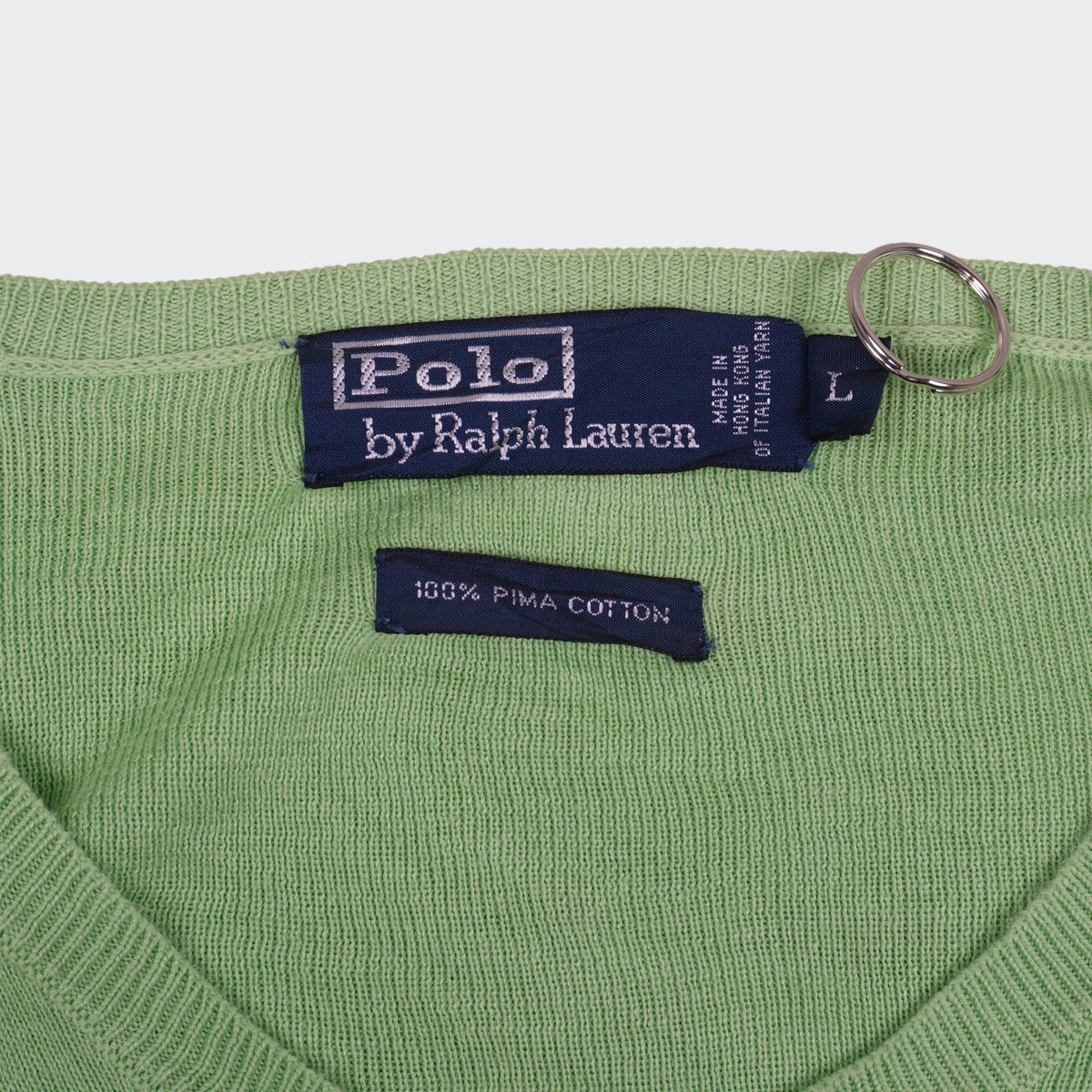 Ralph Lauren Green Cotton V - neck Sweater - L