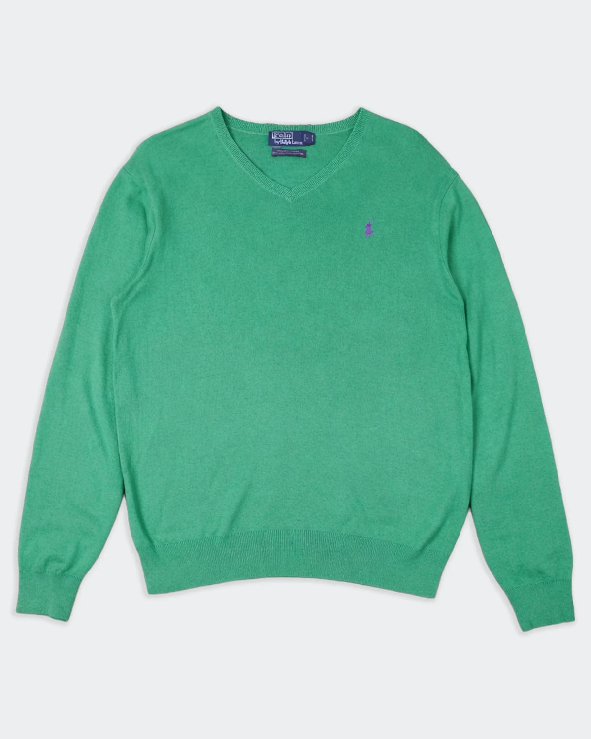 Ralph Lauren Green Cotton V - neck Sweater - M