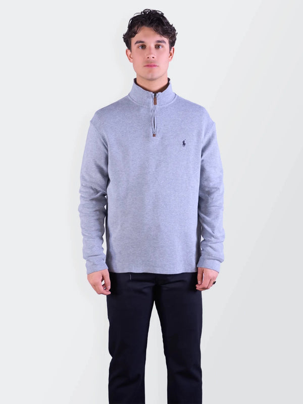 Ralph Lauren Grey Cotton Quarter - zip Sweater - M