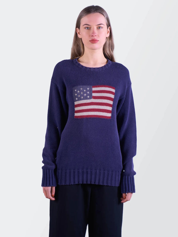 Ralph Lauren Navy Cotton Crewneck Sweater - M