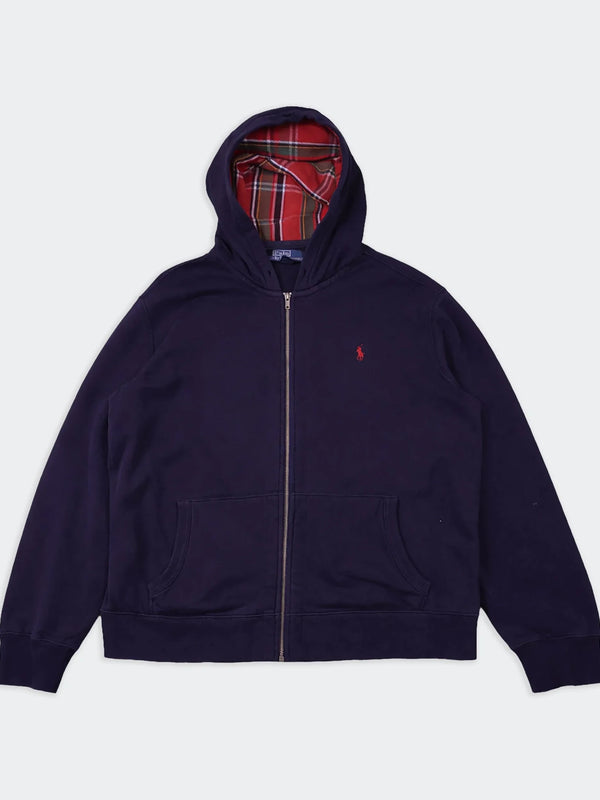 Ralph Lauren Navy Cotton Full - Zip Hoodie - XXL