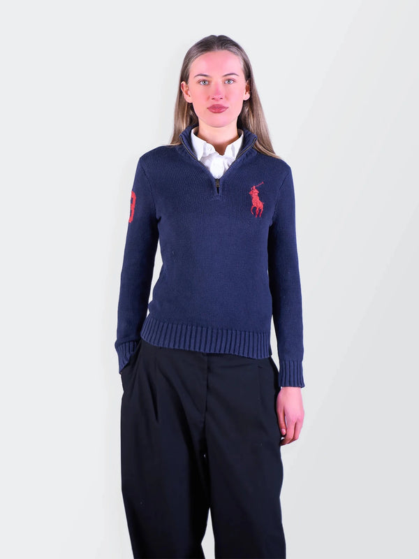 Ralph Lauren Navy Quarter - zip Sweater - S