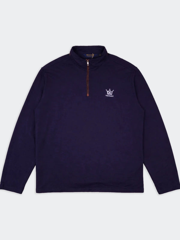Ralph Lauren Ralph Lauren Navy Cotton Quarter - zip Sweater - XL