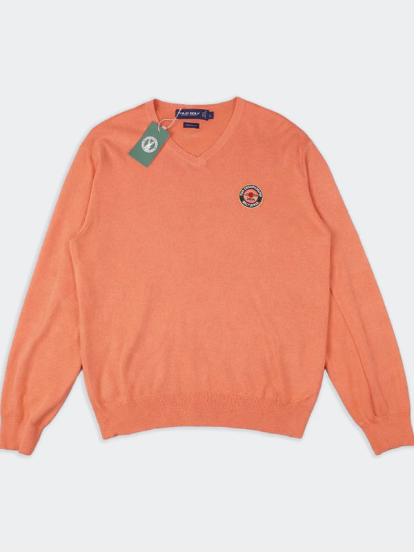 Ralph Lauren Ralph Lauren Orange Cotton V - neck Sweater - L