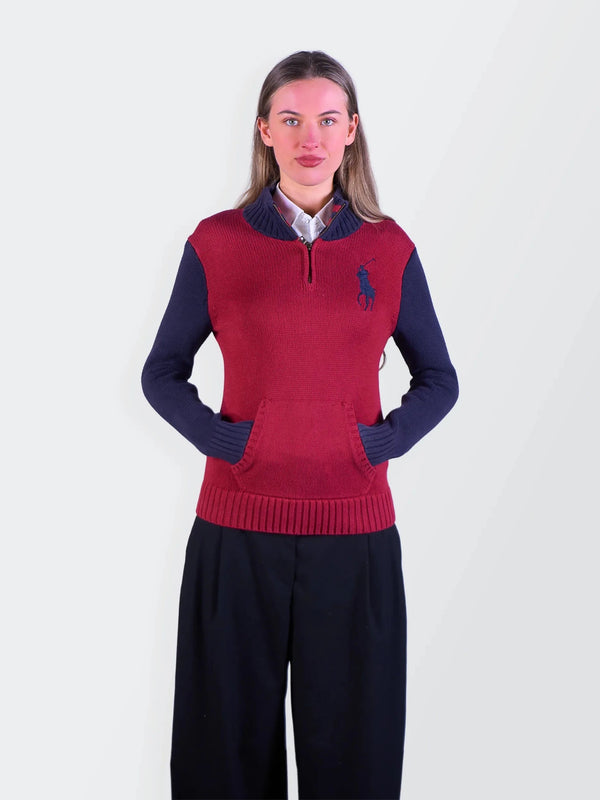 Ralph Lauren Red Quarter - zip Sweater - S