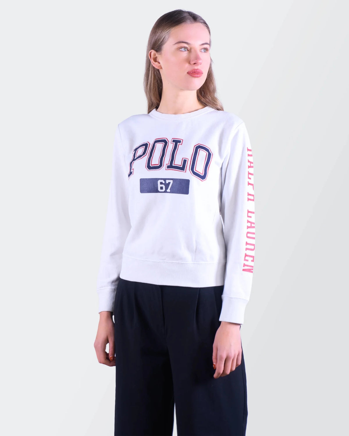 Ralph Lauren White Cotton Crewneck Sweater - S